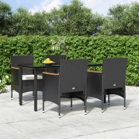 5-teiliges Garten-Essset mit schwarzen Kissen von vidaXL, Gartensets - Ref: Foro24-3156632, Preis: 402,99 €, Rabatt: %