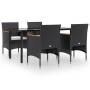 Juego de comedor de jardín 5 piezas con cojines negro de vidaXL, Conjuntos de jardín - Ref: Foro24-3156632, Precio: 402,99 €,...