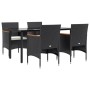 Juego de comedor de jardín 5 piezas con cojines negro de vidaXL, Conjuntos de jardín - Ref: Foro24-3156632, Precio: 402,99 €,...