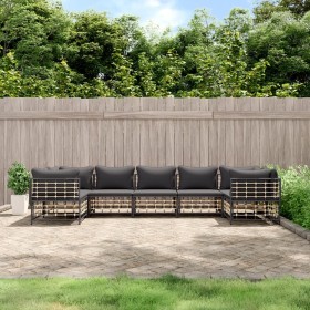 Gartenmöbel-Set 7-teilig und anthrazitgraue PE-Rattankissen von vidaXL, Outdoor-Sofas - Ref: Foro24-3186801, Preis: 559,99 €,...