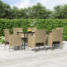 Juego de comedor de jardín 7 piezas con cojines beige y negro de vidaXL, Conjuntos de jardín - Ref: Foro24-3156625, Precio: 5...