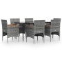 7-piece garden dining set with gray and black cushions by vidaXL, Garden sets - Ref: Foro24-3156645, Price: 476,66 €, Discoun...