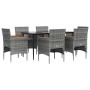 7-piece garden dining set with gray and black cushions by vidaXL, Garden sets - Ref: Foro24-3156645, Price: 476,66 €, Discoun...