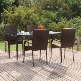 5-teiliges braunes Garten-Ess-Set aus synthetischem Rattan von vidaXL, Gartensets - Ref: Foro24-3156672, Preis: 327,99 €, Rab...