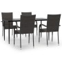 5-Piece Brown Synthetic Rattan Garden Dining Set by vidaXL, Garden sets - Ref: Foro24-3156672, Price: 327,99 €, Discount: %