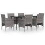 Juego de comedor de jardín 7 piezas con cojines gris y negro de vidaXL, Conjuntos de jardín - Ref: Foro24-3156621, Precio: 54...