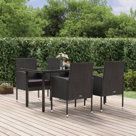 5-teiliges Gartenmöbel-Set mit schwarzen synthetischen Rattankissen von vidaXL, Gartensets - Ref: Foro24-3156774, Preis: 407,...