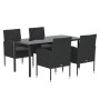 Set de muebles jardín 5 pzas con cojines ratán sintético negro de vidaXL, Conjuntos de jardín - Ref: Foro24-3156774, Precio: ...