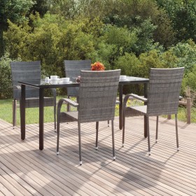 Juego de comedor para jardín 5 piezas ratán sintético gris de vidaXL, Conjuntos de jardín - Ref: Foro24-3156664, Precio: 329,...