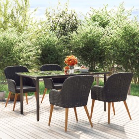 Juego de comedor de jardín 5 piezas con cojines negro de vidaXL, Conjuntos de jardín - Ref: Foro24-3156718, Precio: 546,99 €,...