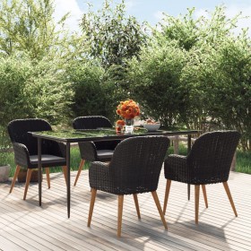 Juego de comedor de jardín 5 piezas con cojines negro de vidaXL, Conjuntos de jardín - Ref: Foro24-3156726, Precio: 509,99 €,...