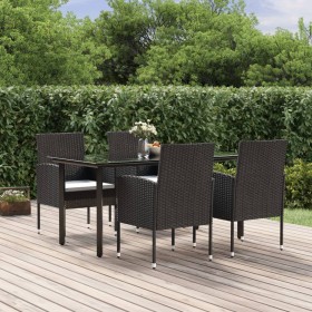 5-teiliges Gartenmöbel-Set mit schwarzen synthetischen Rattankissen von vidaXL, Gartensets - Ref: Foro24-3156766, Preis: 371,...