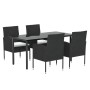 Set de muebles jardín 5 pzas con cojines ratán sintético negro de vidaXL, Conjuntos de jardín - Ref: Foro24-3156766, Precio: ...