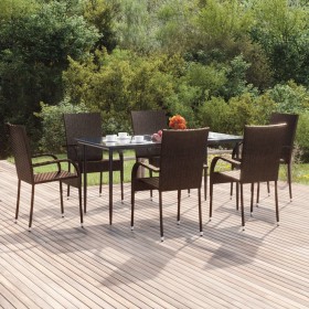 Garten-Essgruppe 7-teilig aus braunem synthetischem Rattan von vidaXL, Gartensets - Ref: Foro24-3156673, Preis: 372,99 €, Rab...