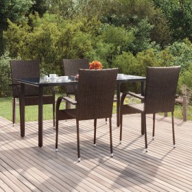 5-piece synthetic rattan garden dining set in brown color. by vidaXL, Garden sets - Ref: Foro24-3156660, Price: 366,99 €, Dis...