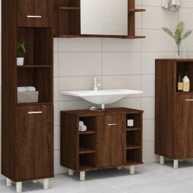 Armario de baño madera contrachapada marrón roble 60x32x53,5 cm de vidaXL, Muebles de baño - Ref: Foro24-826374, Precio: 43,2...