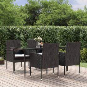 5-teiliges Gartenmöbel-Set mit Kissen synthetisches Rattan schwarz von vidaXL, Gartensets - Ref: Foro24-3156778, Preis: 333,9...