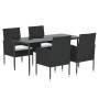 Set de muebles jardín 5 pzas con cojines ratán sintético negro de vidaXL, Conjuntos de jardín - Ref: Foro24-3156778, Precio: ...