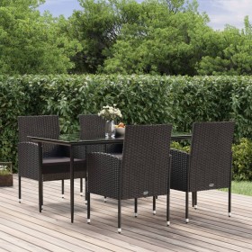 5-teiliges Gartenmöbel-Set mit Kissen synthetisches Rattan schwarz von vidaXL, Gartensets - Ref: Foro24-3156786, Preis: 379,0...