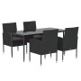 Set de muebles jardín 5 pzas con cojines ratán sintético negro de vidaXL, Conjuntos de jardín - Ref: Foro24-3156786, Precio: ...