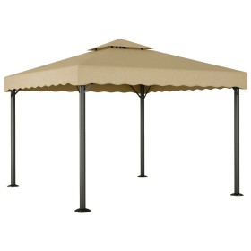 Taupe gray aluminum and steel gazebo 3x3 m by vidaXL, Tents and gazebos - Ref: Foro24-318522, Price: 405,43 €, Discount: %