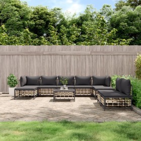 Gartenmöbel-Set 10-teilig und anthrazitfarbene PE-Rattan-Kissen von vidaXL, Outdoor-Sofas - Ref: Foro24-3186805, Preis: 694,6...