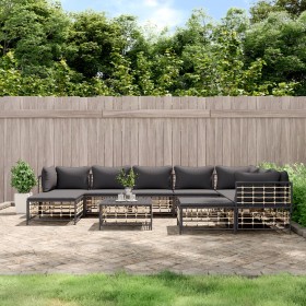 Gartenmöbel-Set 10-teilig und anthrazitfarbene PE-Rattan-Kissen von vidaXL, Outdoor-Sofas - Ref: Foro24-3186809, Preis: 777,6...