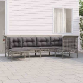 6-teiliges Gartenmöbel-Set und graue synthetische Rattankissen von vidaXL, Gartensets - Ref: Foro24-3187548, Preis: 347,48 €,...