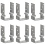 Fence anchors 6 units galvanized steel silver 9x6x15 cm by vidaXL, Spikes for anchoring in the ground - Ref: Foro24-145333, P...