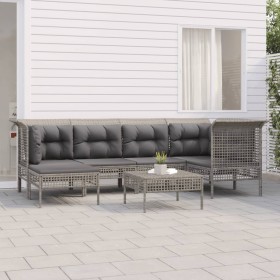 7-piece garden furniture set and gray synthetic rattan cushions by vidaXL, Garden sets - Ref: Foro24-3187549, Price: 403,99 €...