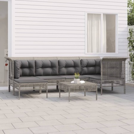 7-piece garden furniture set and gray synthetic rattan cushions by vidaXL, Garden sets - Ref: Foro24-3187549, Price: 404,66 €...