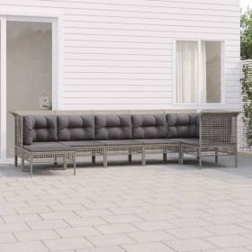 7-teiliges Gartenmöbel-Set und graue synthetische Rattankissen von vidaXL, Gartensets - Ref: Foro24-3187550, Preis: 341,97 €,...