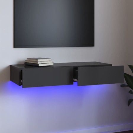 TV cabinet with LED lights glossy gray 90x35x15.5 cm by vidaXL, TV Furniture - Ref: Foro24-832880, Price: 62,05 €, Discount: %