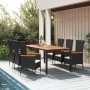 Set de comedor de jardín 7 pzas y cojines ratán sintético negro de vidaXL, Conjuntos de jardín - Ref: Foro24-3157532, Precio:...