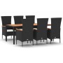 Set de comedor de jardín 7 pzas y cojines ratán sintético negro de vidaXL, Conjuntos de jardín - Ref: Foro24-3157532, Precio:...