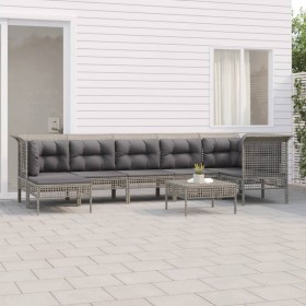 Garden furniture set 8 pieces and gray synthetic rattan cushions by vidaXL, Garden sets - Ref: Foro24-3187551, Price: 430,99 ...