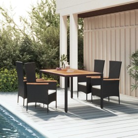 5-piece garden furniture set with black synthetic rattan cushions by vidaXL, Garden sets - Ref: Foro24-3157530, Price: 451,15...