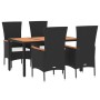 5-piece garden furniture set with black synthetic rattan cushions by vidaXL, Garden sets - Ref: Foro24-3157530, Price: 451,15...