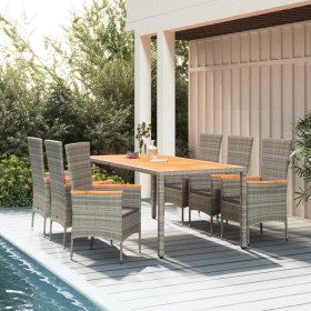 Garden dining set 7 pieces and gray synthetic rattan cushions by vidaXL, Garden sets - Ref: Foro24-3157542, Price: 571,23 €, ...