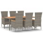 Set comedor jardín 7 pzas y cojines ratán sintético gris de vidaXL, Conjuntos de jardín - Ref: Foro24-3157542, Precio: 571,23...