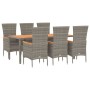 Set comedor jardín 7 pzas y cojines ratán sintético gris de vidaXL, Conjuntos de jardín - Ref: Foro24-3157542, Precio: 571,23...