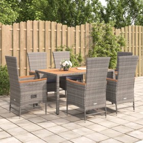 Garden dining set 7 pieces and gray synthetic rattan cushions by vidaXL, Garden sets - Ref: Foro24-3157550, Price: 1,00 €, Di...