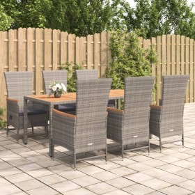 Garden dining set 7 pieces and gray synthetic rattan cushions by vidaXL, Garden sets - Ref: Foro24-3157552, Price: 1,00 €, Di...