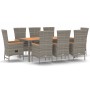 Garden dining set 9 pieces and gray synthetic rattan cushions by vidaXL, Garden sets - Ref: Foro24-3157544, Price: 856,21 €, ...