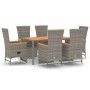 Garden dining set 7 pieces and gray synthetic rattan cushions by vidaXL, Garden sets - Ref: Foro24-3157558, Price: 821,83 €, ...