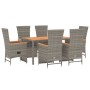 Garden dining set 7 pieces and gray synthetic rattan cushions by vidaXL, Garden sets - Ref: Foro24-3157558, Price: 821,83 €, ...