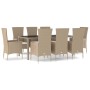 Set comedor de jardín 9 pzas con cojines ratán sintético beige de vidaXL, Conjuntos de jardín - Ref: Foro24-3157564, Precio: ...