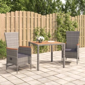 3-teilige Garten-Essgruppe mit grauen synthetischen Rattankissen von vidaXL, Gartensets - Ref: Foro24-3157546, Preis: 366,99 ...