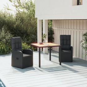 3-teilige Garten-Essgruppe mit schwarzen Kissen aus synthetischem Rattan von vidaXL, Gartensets - Ref: Foro24-3157597, Preis:...