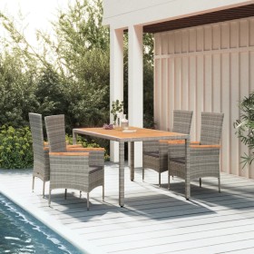 5-piece garden dining set with gray synthetic rattan cushions by vidaXL, Garden sets - Ref: Foro24-3157538, Price: 447,39 €, ...